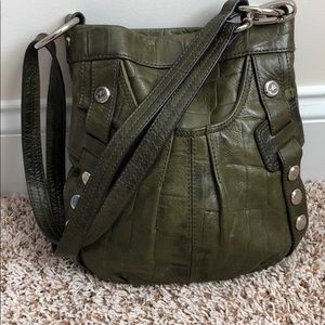 Genuine leather, army green purse